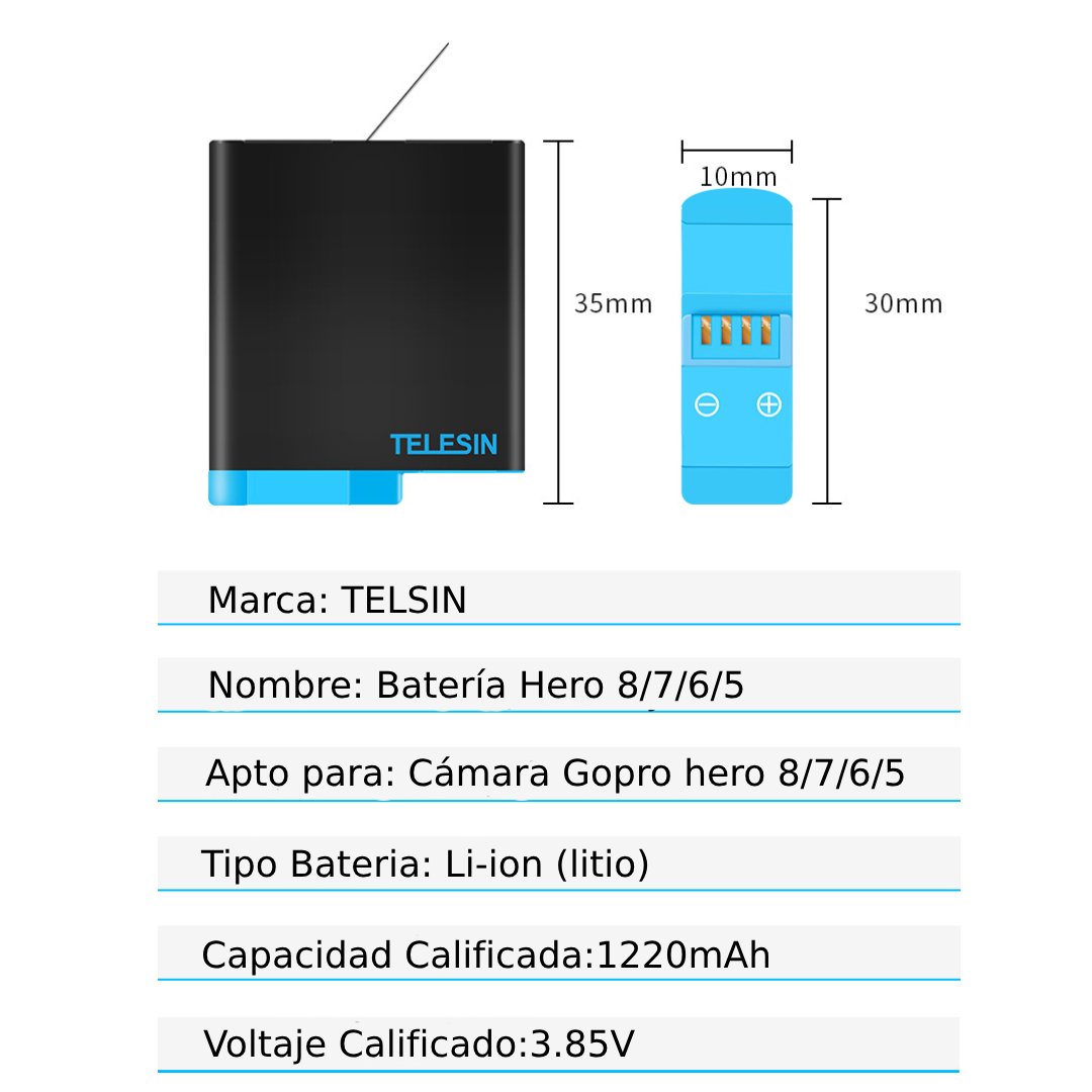Batería para Gopro Hero 5 6 7 8 Black - Telesin