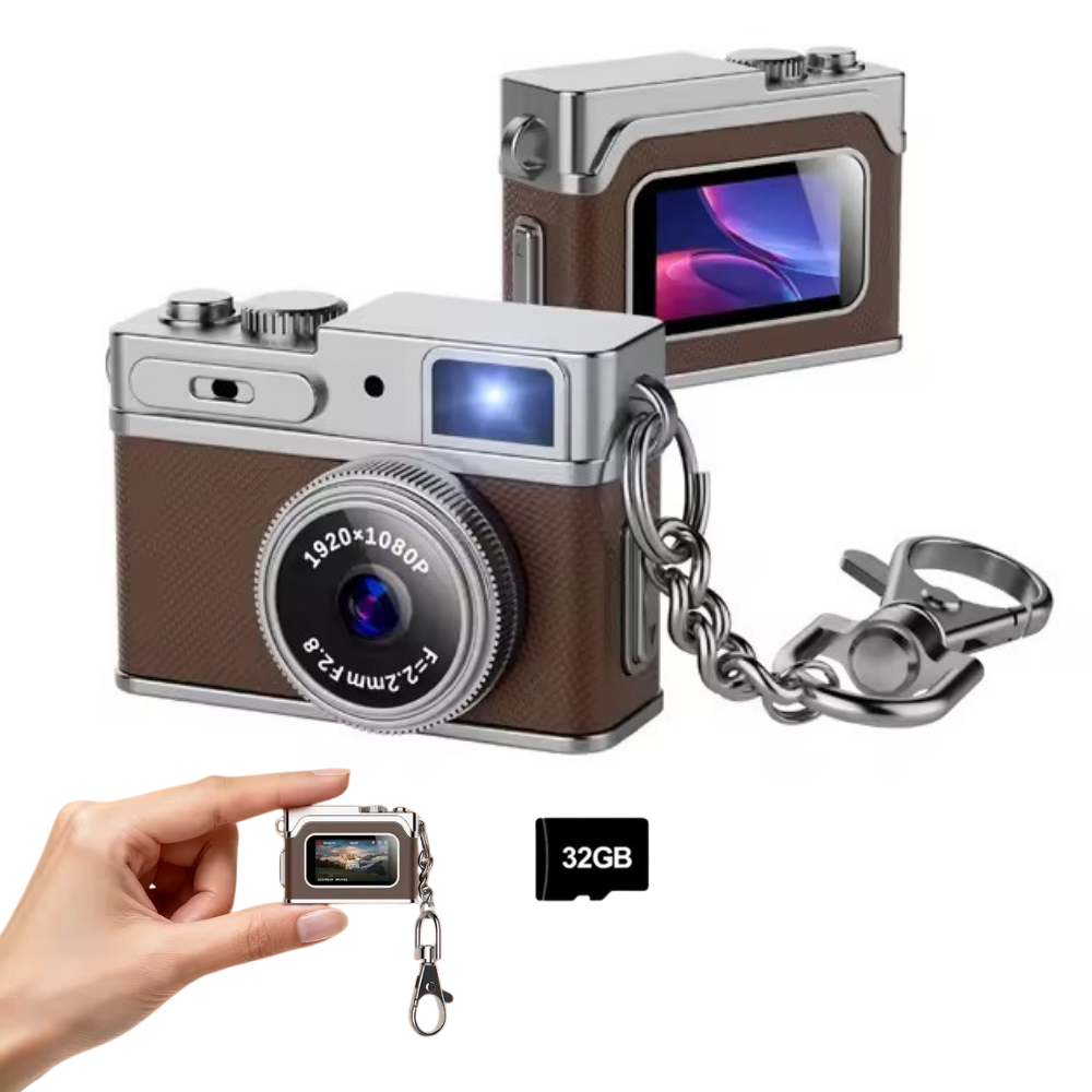 Mini Cámara Café Portátil 1080p Pantalla LCD + MicroSD 32GB