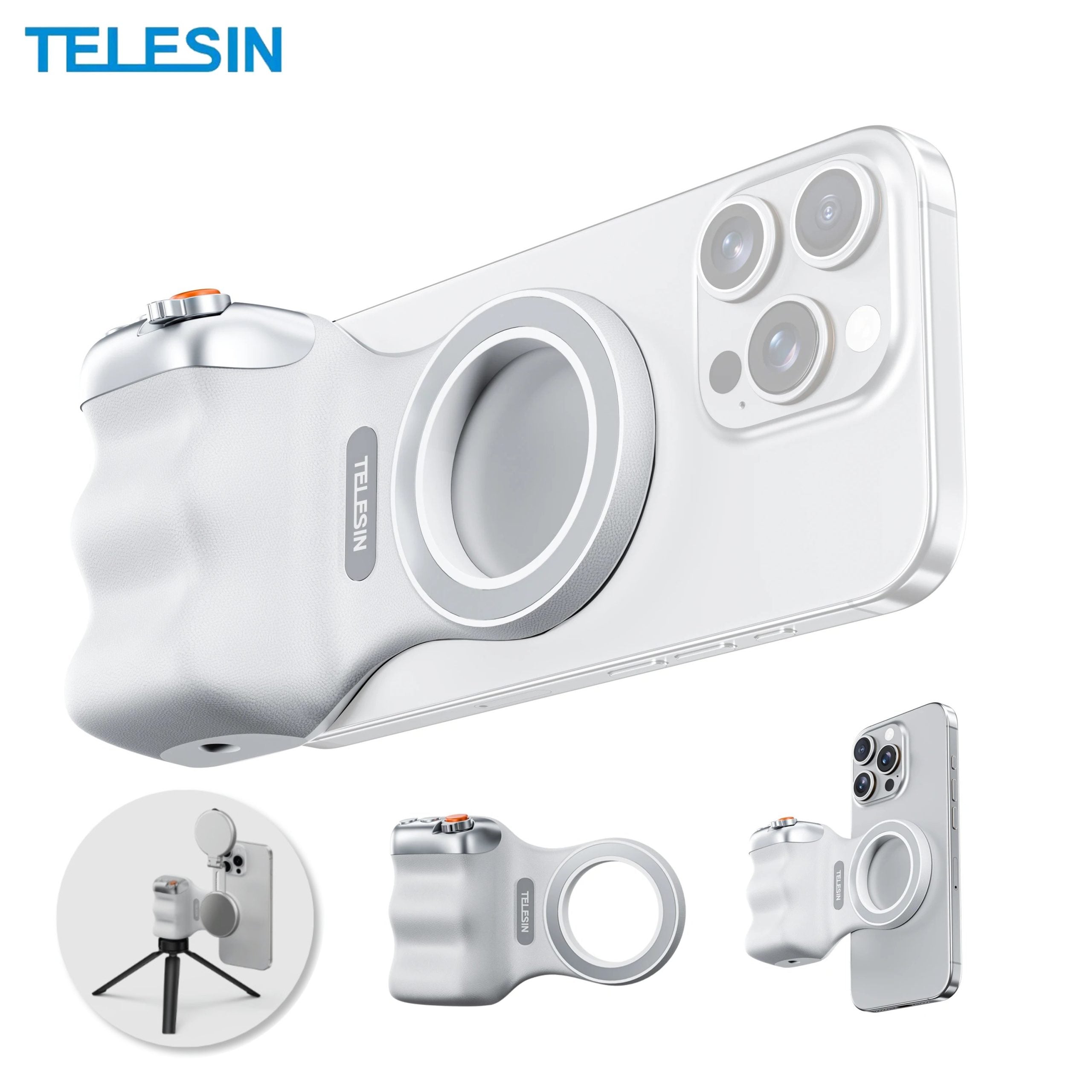 Grip Magsafe con Luz LED, Espejo y Disparador para Teléfonos