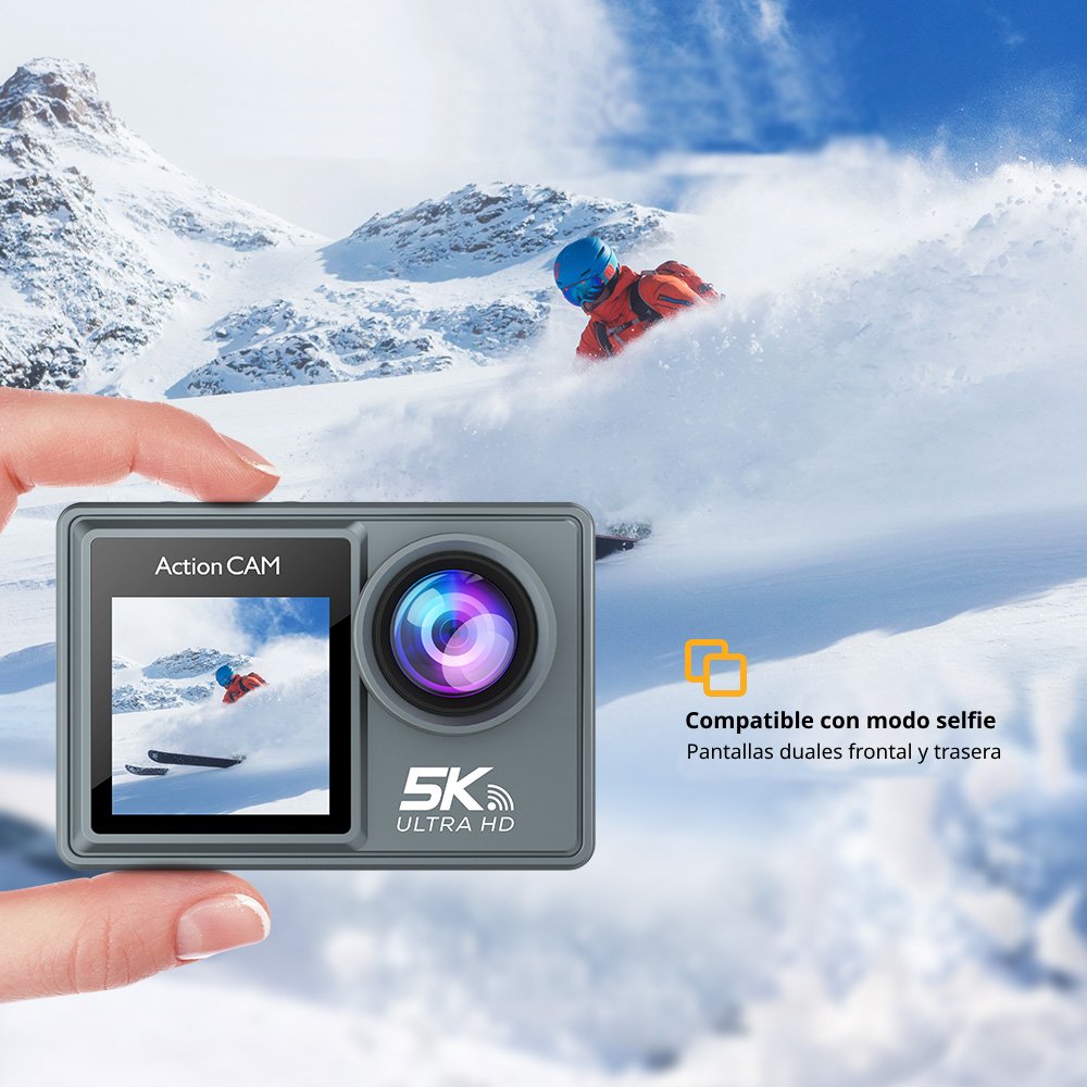 Cámara Acción Ausek 5K 24MP UltraHD / Micrófono y Accesorios
