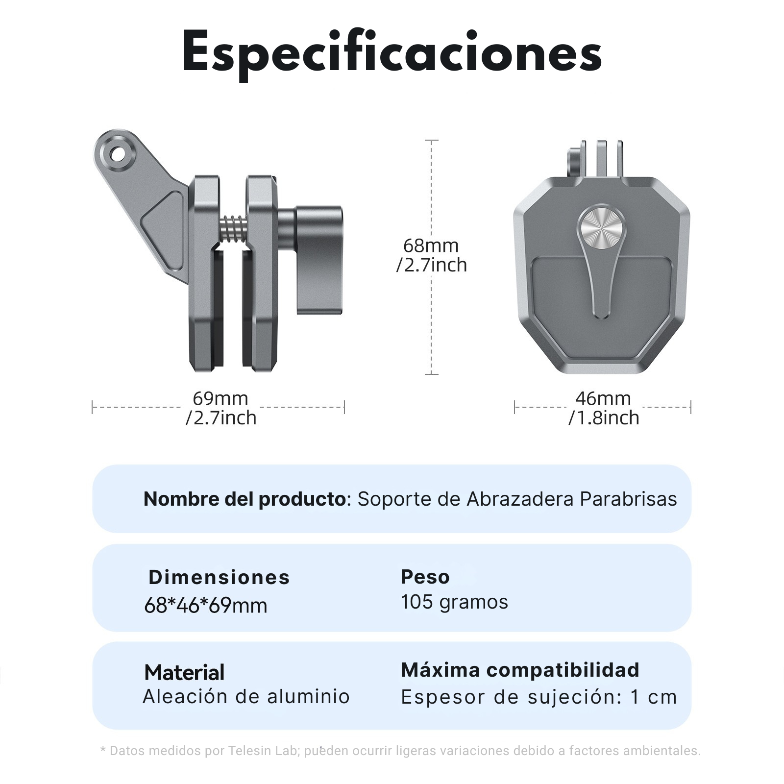 Soporte Clip 180° de Parabrisas Moto para Cámaras Deportivas