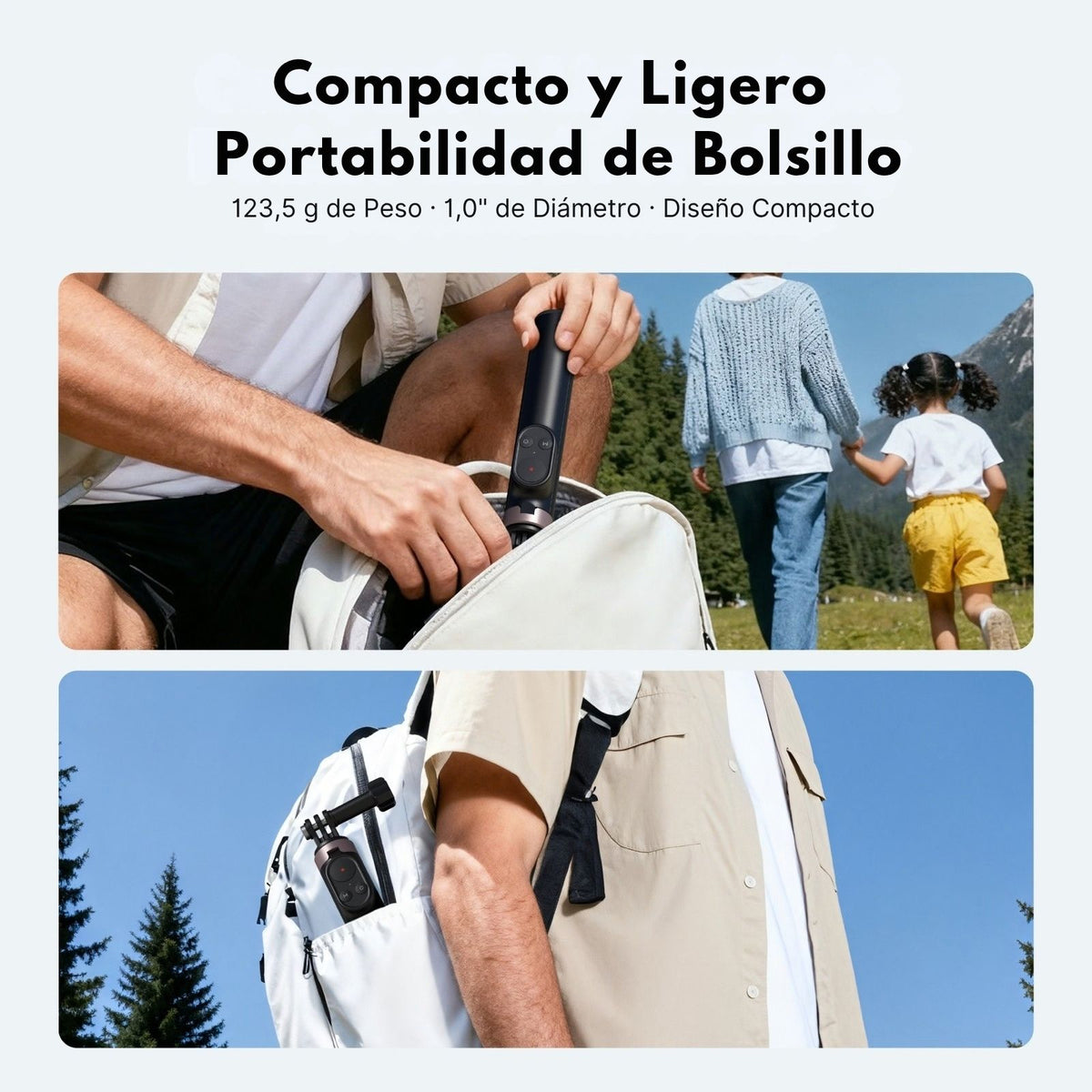 Bastón Selfie Trípode 120cm con Control para Cámara Teléfono