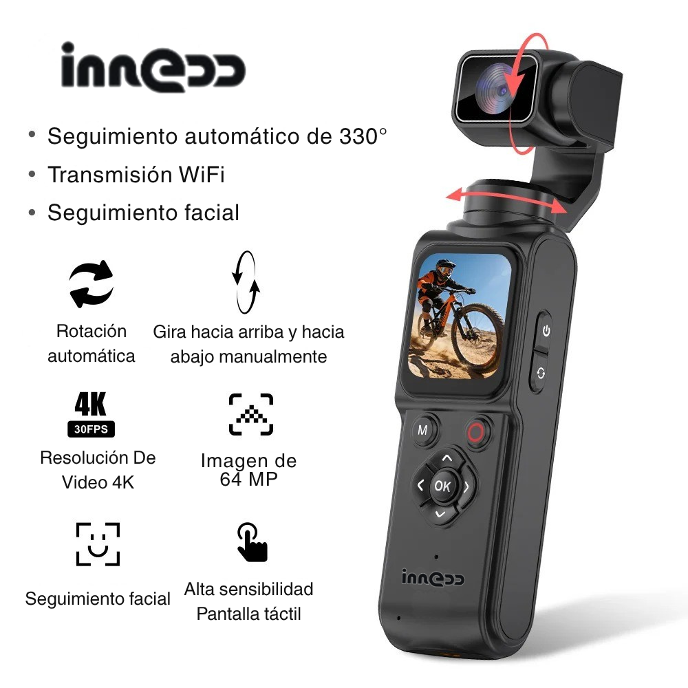 Cámara Pocket 4K 75MP con Gimbal 3 Ejes para Vlog Contenido