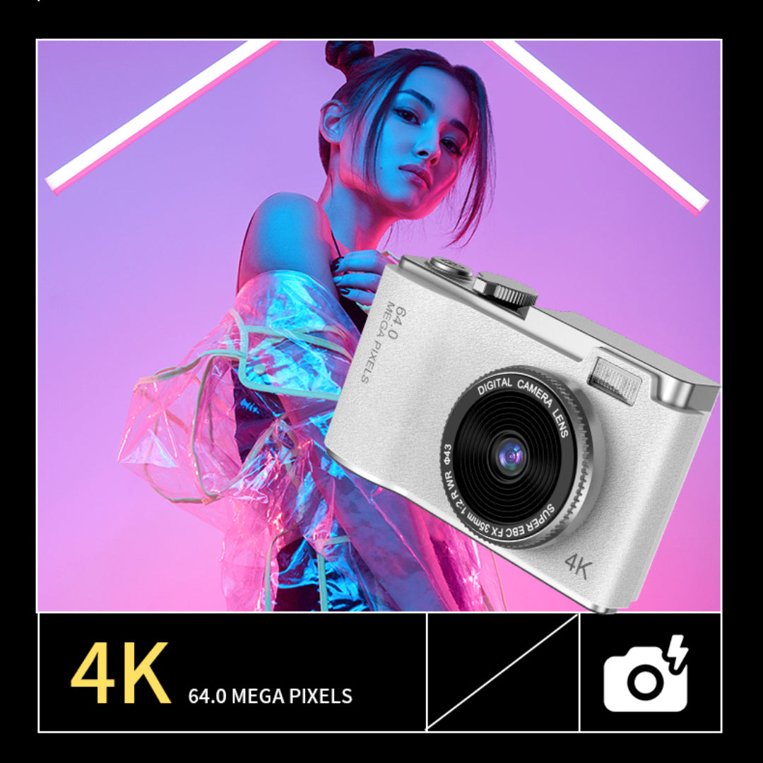 Cámara Retro Moda Digital 4K 64MP 16X para Niños y Adultos