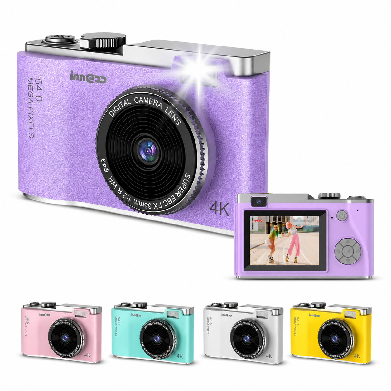 Cámara Retro 4K 64MP Innedd para Niños