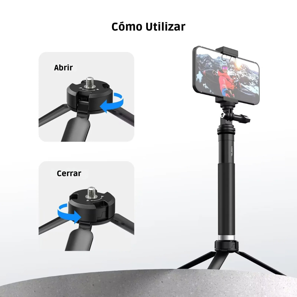 Trípode Aluminio para Cámaras Gopro Dji Osmo Insta360 Otras