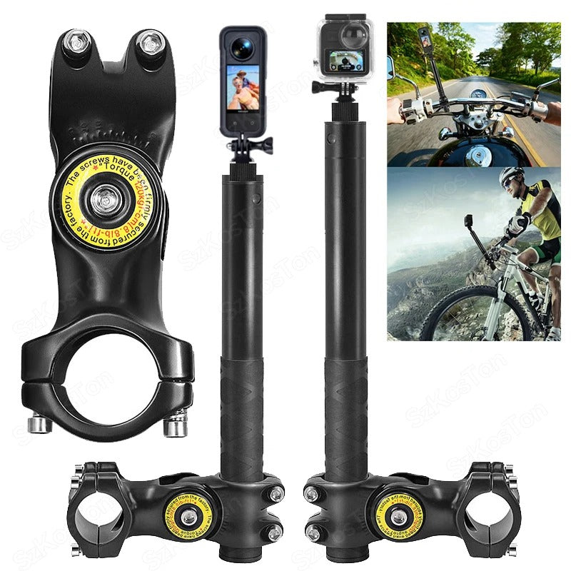 Kit Soporte Moto + Bastón para Cámaras Insta360, GoPro y más