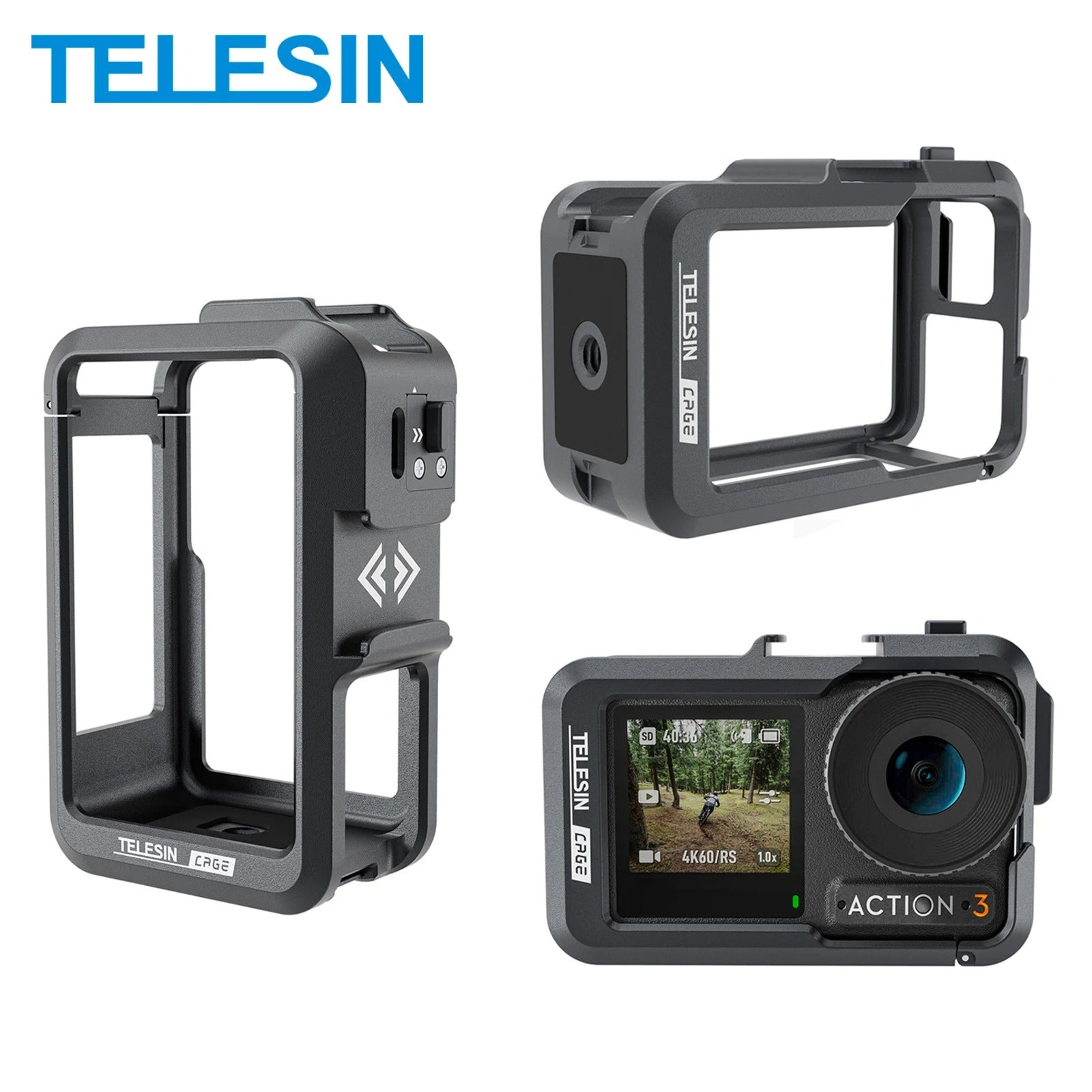 Marco Aluminio Protector para DJI Osmo Action 3 4 5 -Telesin