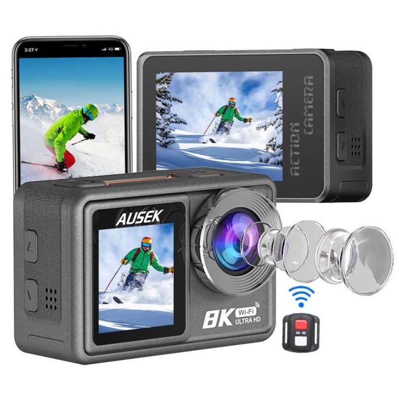 Cámara Acción Ausek 8K 50MP UltraHD Deportiva con Accesorios