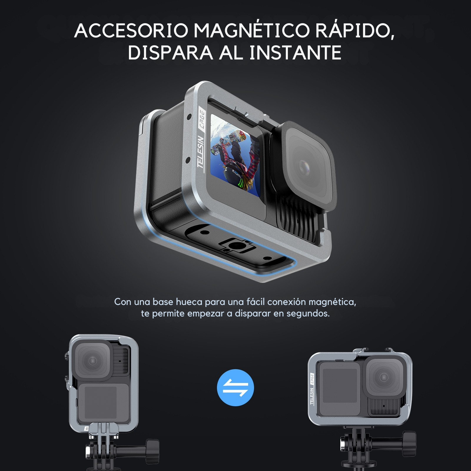 Marco Aluminio para Cámara GoPro 9 10 11 12 13 - Telesin