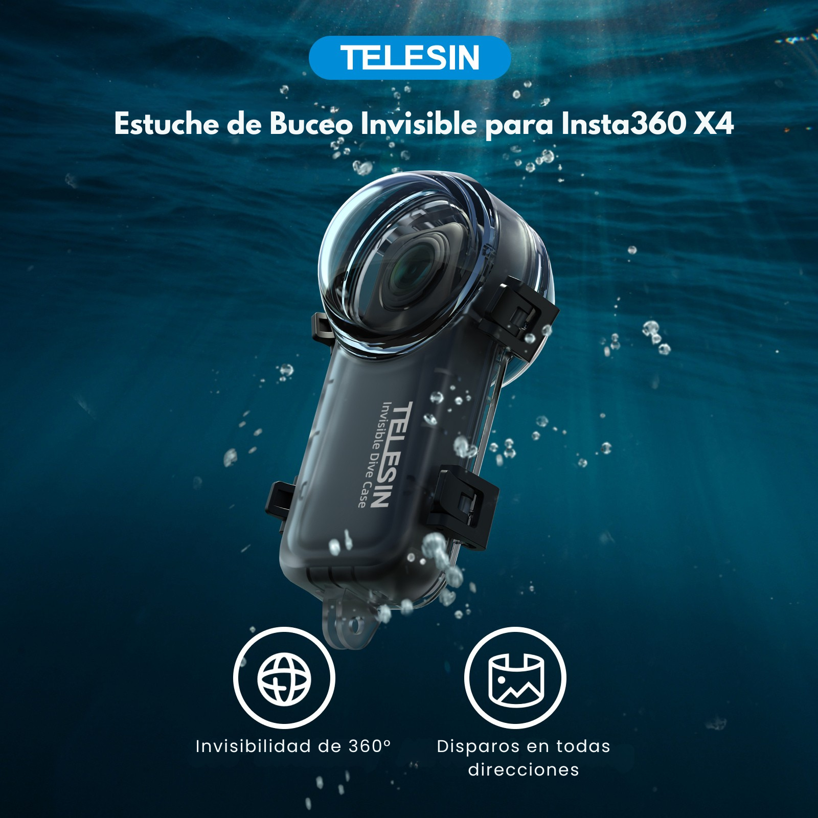 Carcasa Sumergible para Insta360 X4 50M Invisible - TELESIN