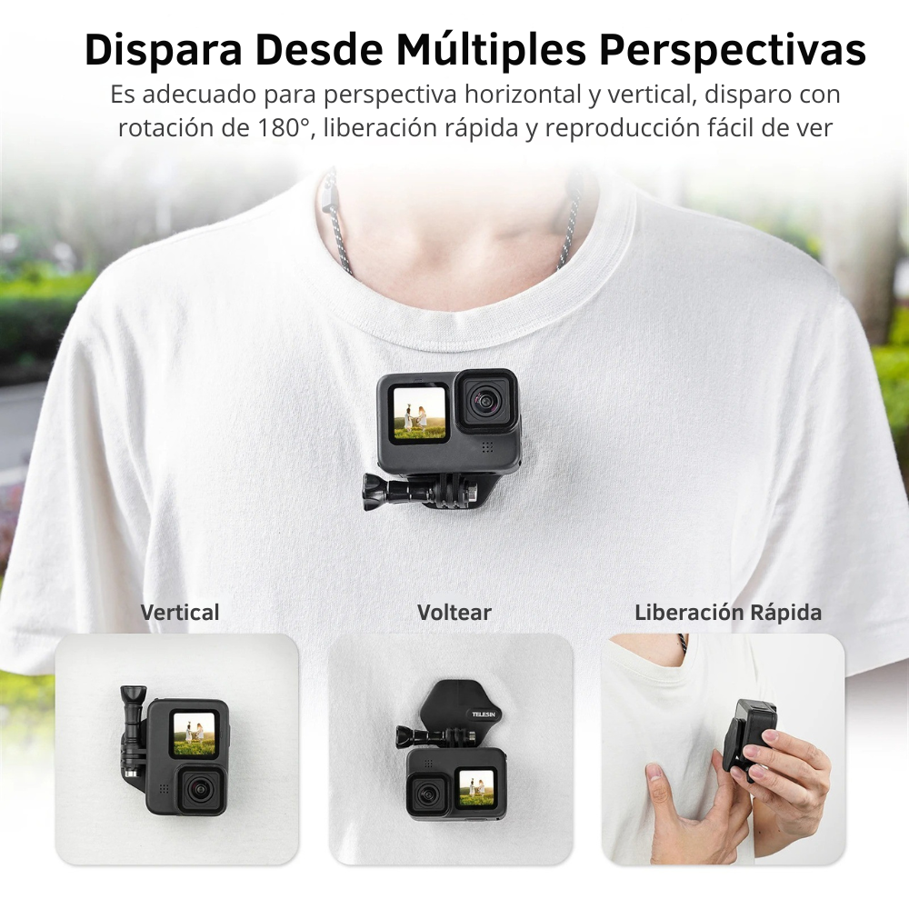 Soporte Mano libre de Cuello Magnético para Cámara Deportiva y Smartphone