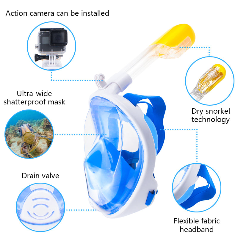 Mascara Snorkel  de Buceo con Base para Cámaras Antiempañante Talla L/XL / Shoot
