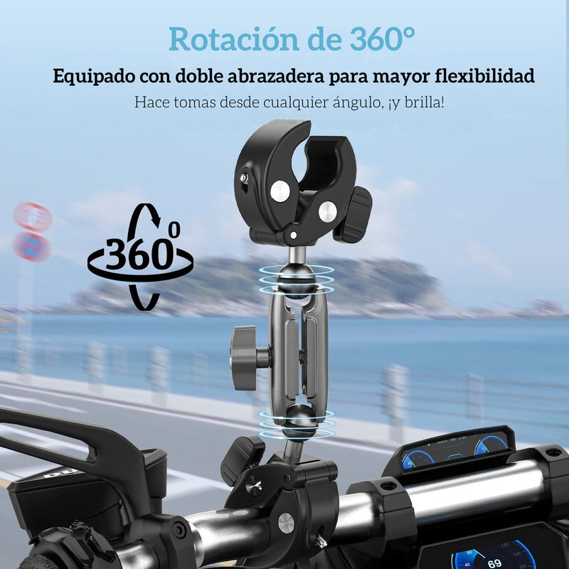Doble Garra para Moto Bici Tubos con Cámaras GoPro y otras