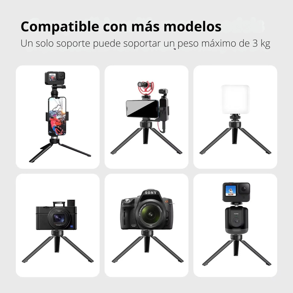 Trípode Aluminio para Cámaras Gopro Dji Osmo Insta360 Otras