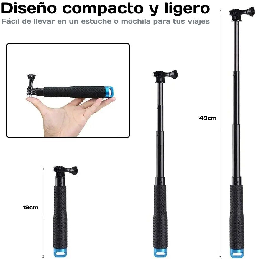 Bastón selfie de 48cm para Cámaras Deportivas Gopro y Otras