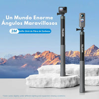 Bastón Selfie 3M Fibra de Carbono para Cámara Insta360 Gopro