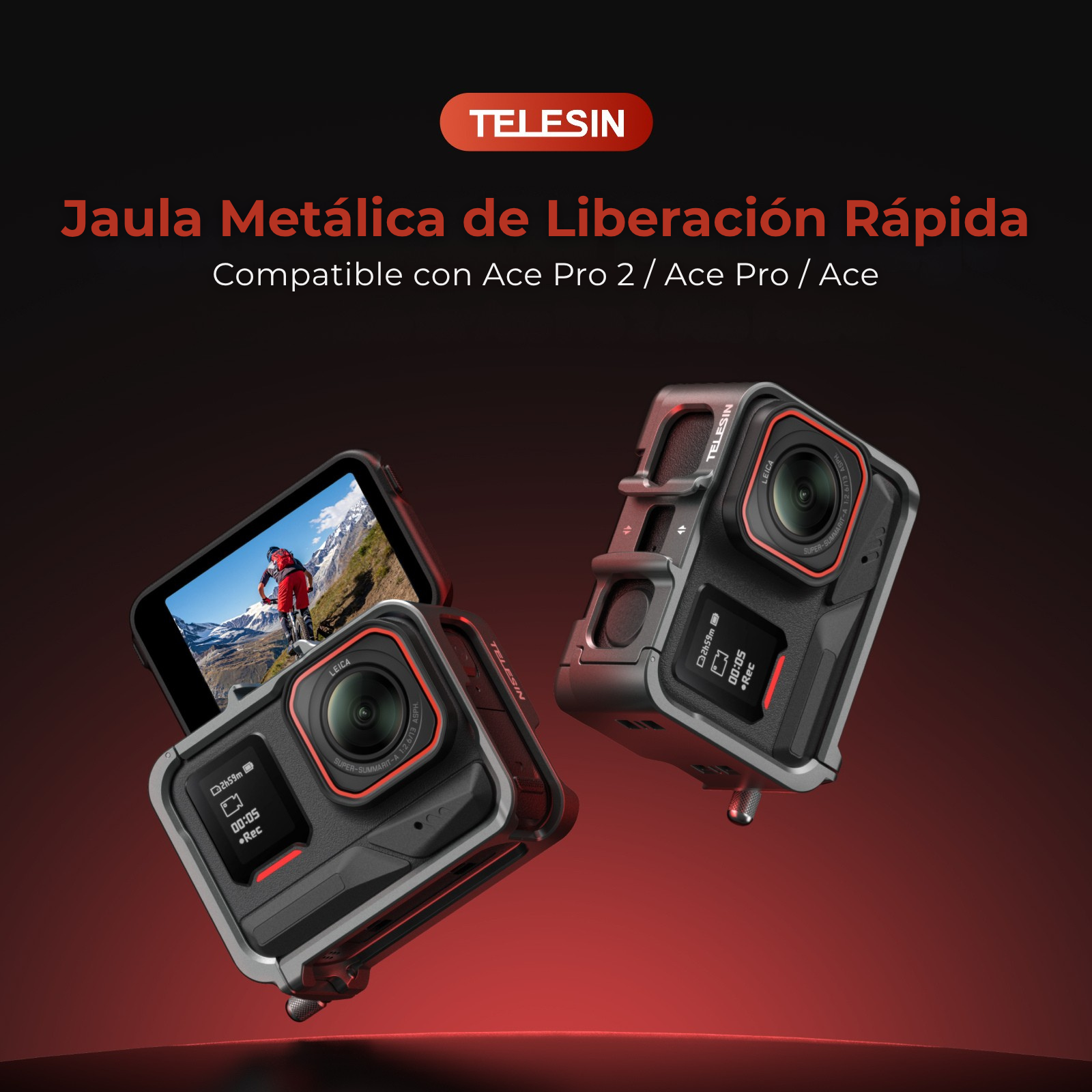 Jaula Aluminio Insta360 Ace - Ace pro - Ace Pro 2 Vertical