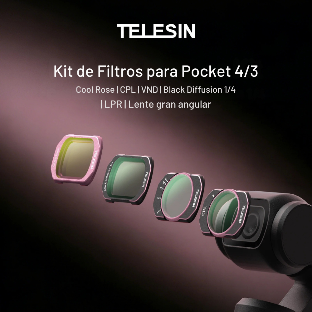 Kit 4 Filtros para DJI Osmo Pocket 3 y 4 VND CPL Black Rose