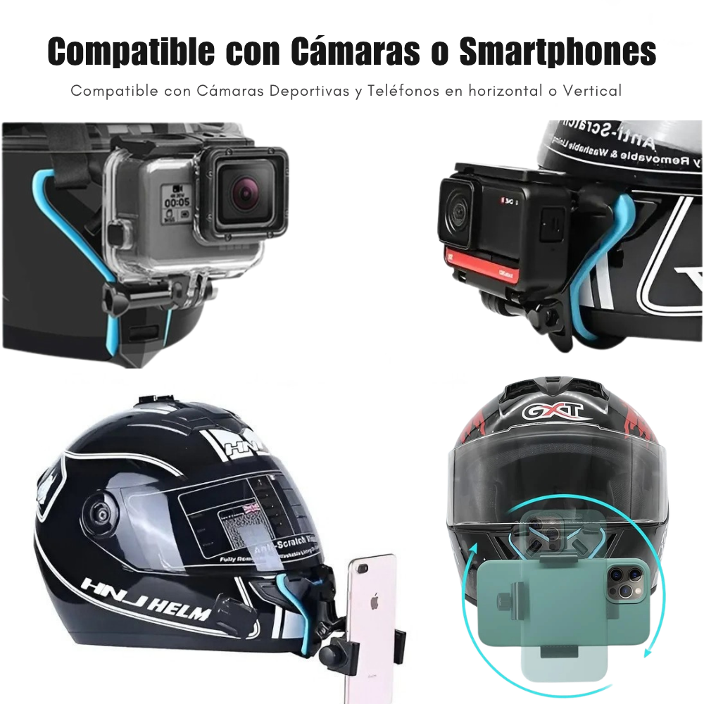 Arnés Casco Moto Para Celular Y Cámara Deportiva Gopro DJI