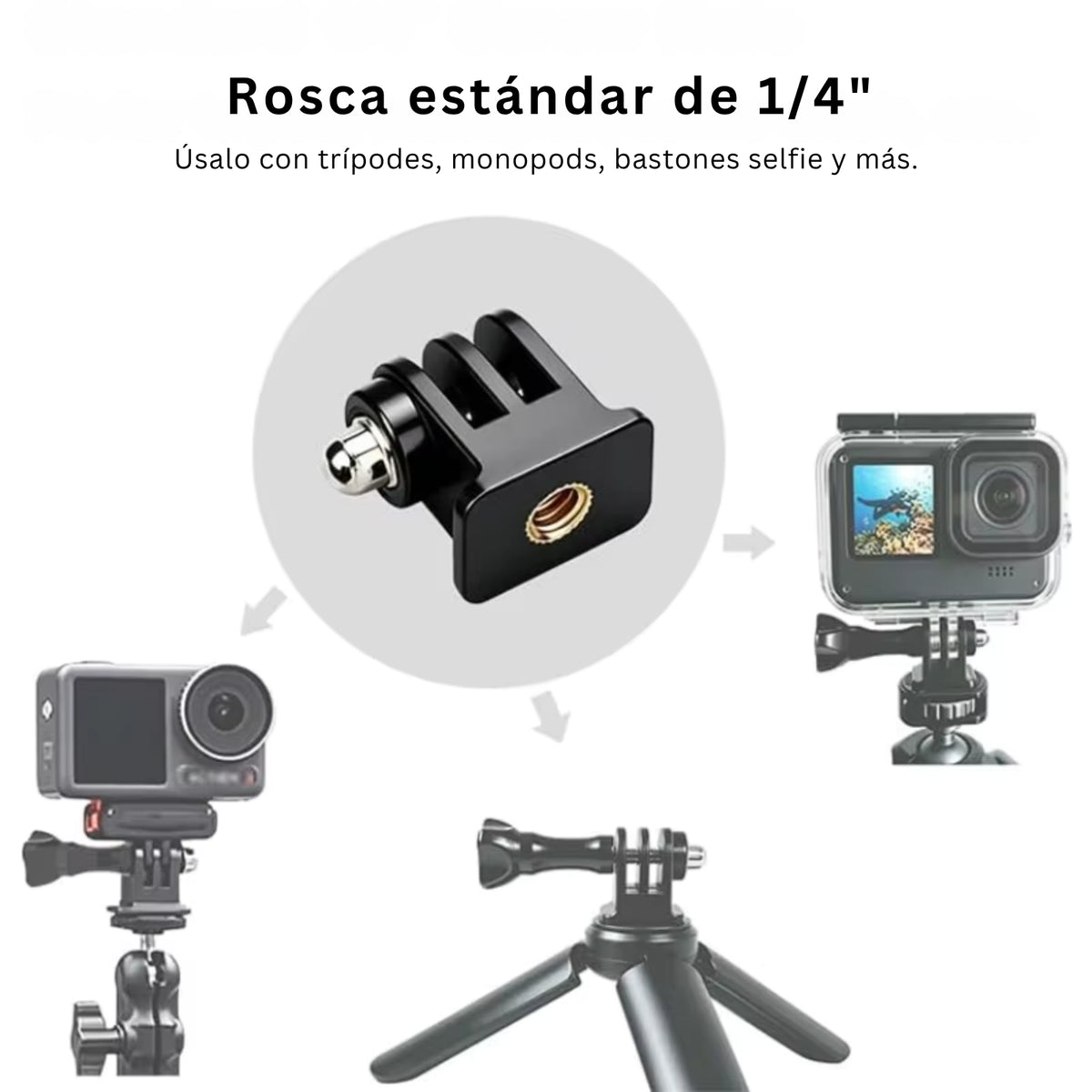 Adaptador Atornillable  para Cámara Gopro Insta360 DJI Otras