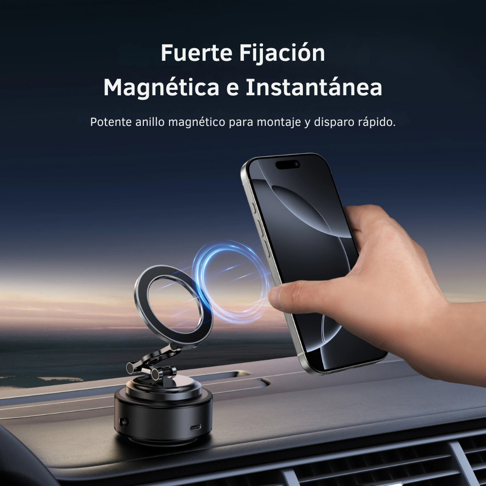 Soporte Auto Magsafe con Ventosa Eléctrica 360° para Celular