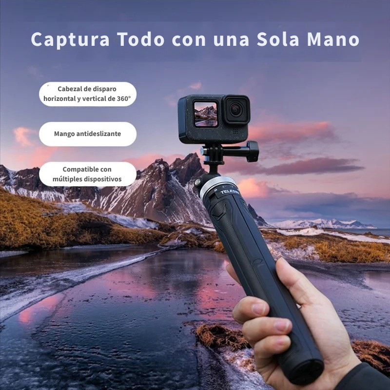 Bastón Trípode Selfie Profesional 1.5M 360° para Cámaras