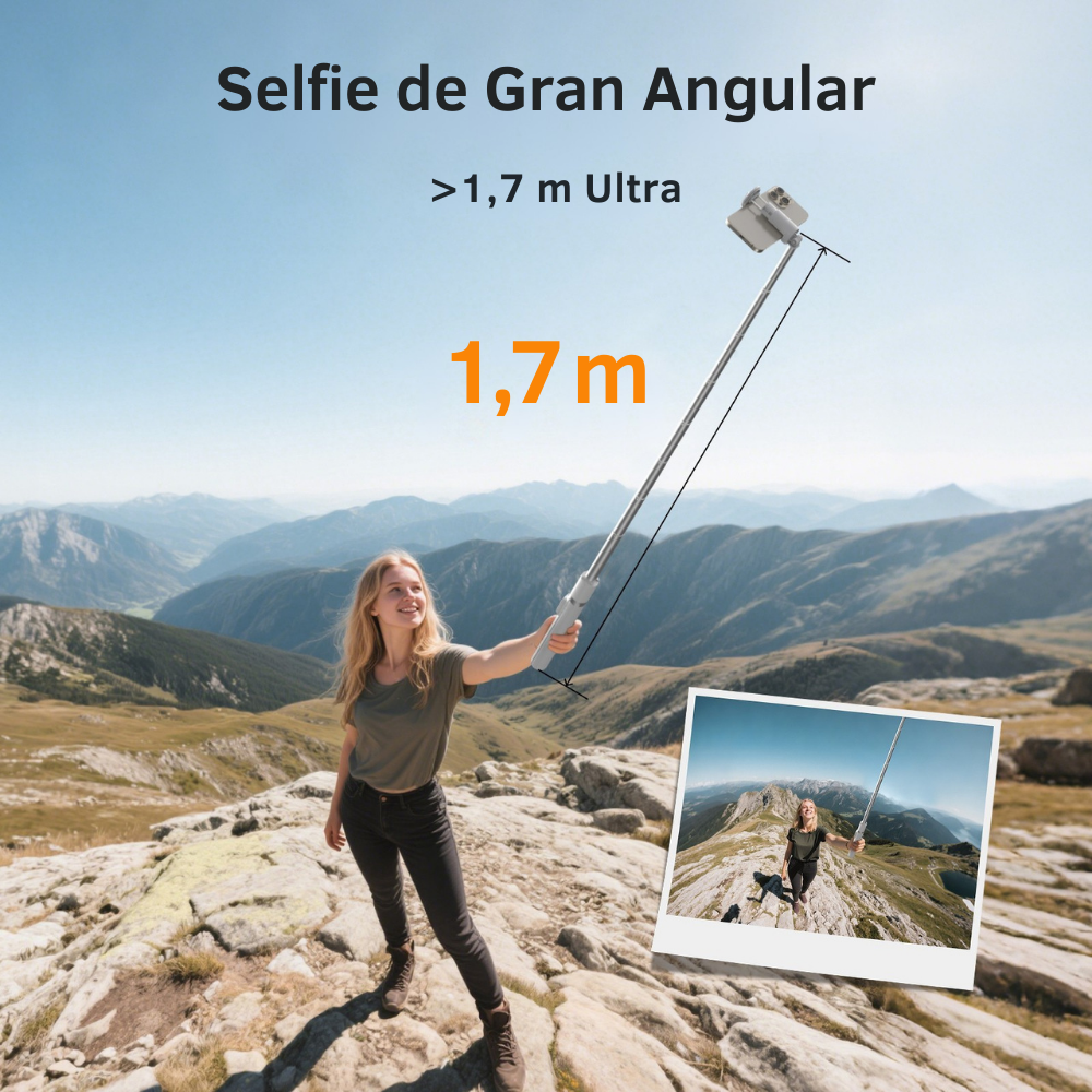 Selfie Stick 1.7m Trípode Apertura Automática Bluetooth