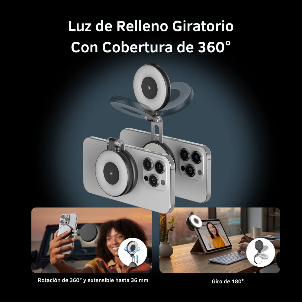 Luz Selfie Magnética TELESIN MagSafe Ajustable LED Pro