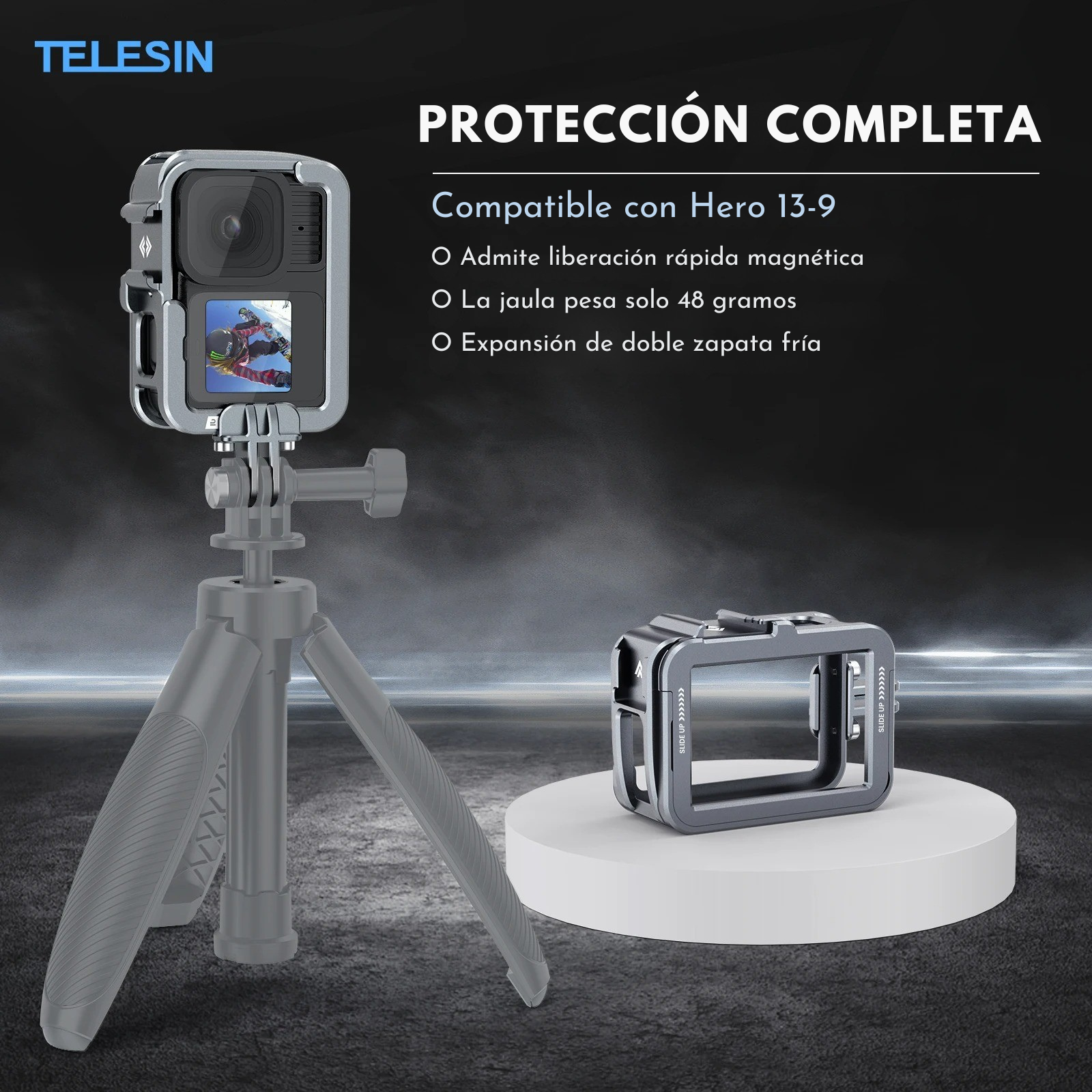 Marco Aluminio para Cámara GoPro 9 10 11 12 13 - Telesin