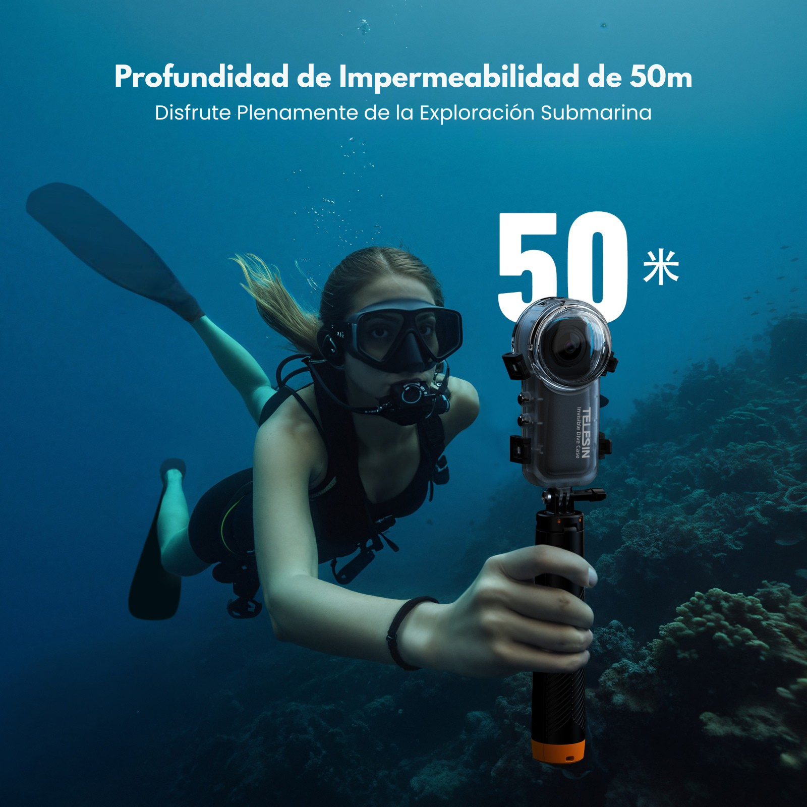 Carcasa Sumergible para Insta360 X4 50M Invisible - TELESIN