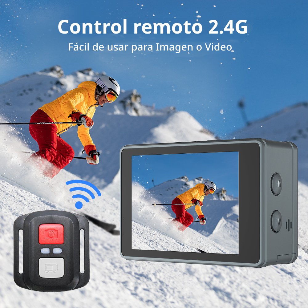 Cámara Acción Ausek 5K 24MP UltraHD / Micrófono y Accesorios