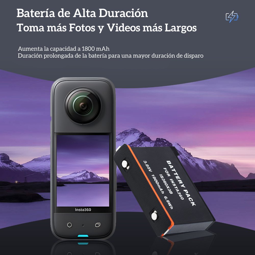 Batería Recargable para Insta360 X3 de 1800mAh