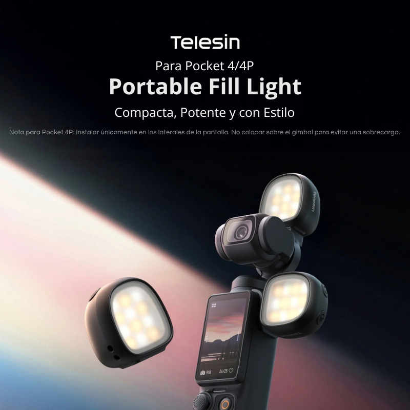 Luz LED Dual Magnética para DJI Pocket 4 / 4Pro - Telesin