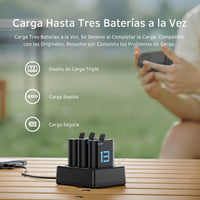 Cargador Triple con 2 Baterias para GoPro 13 Black Telesin