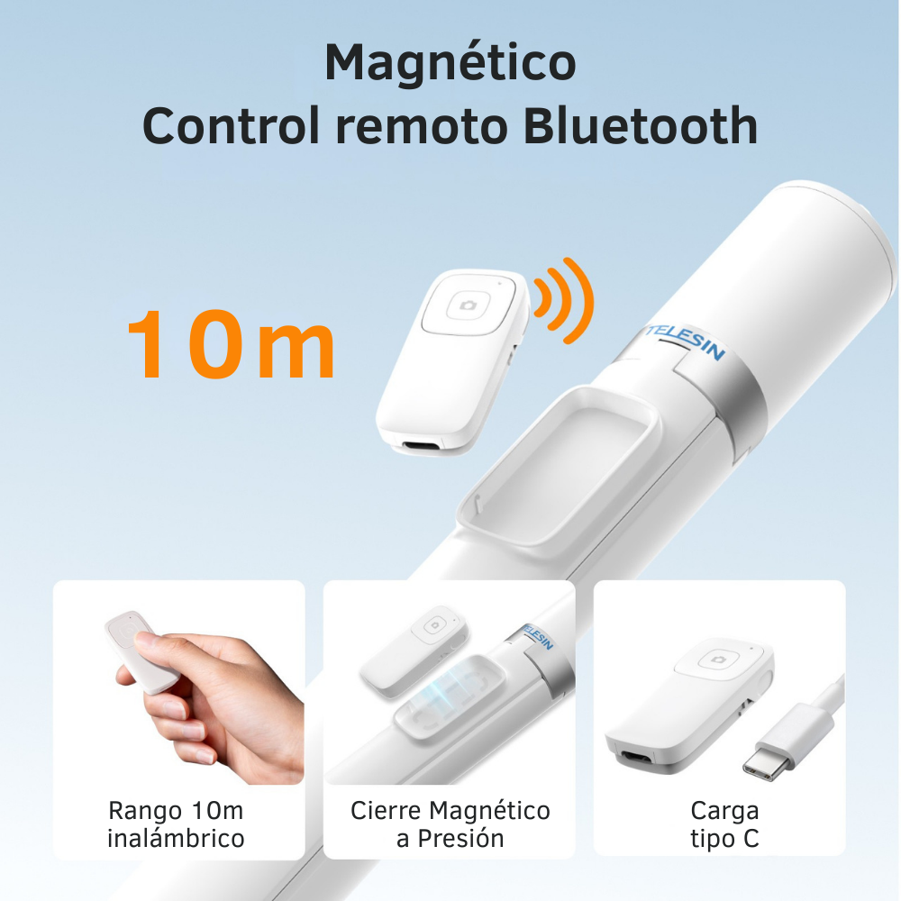Selfie Stick 1.7m Trípode Apertura Automática Bluetooth