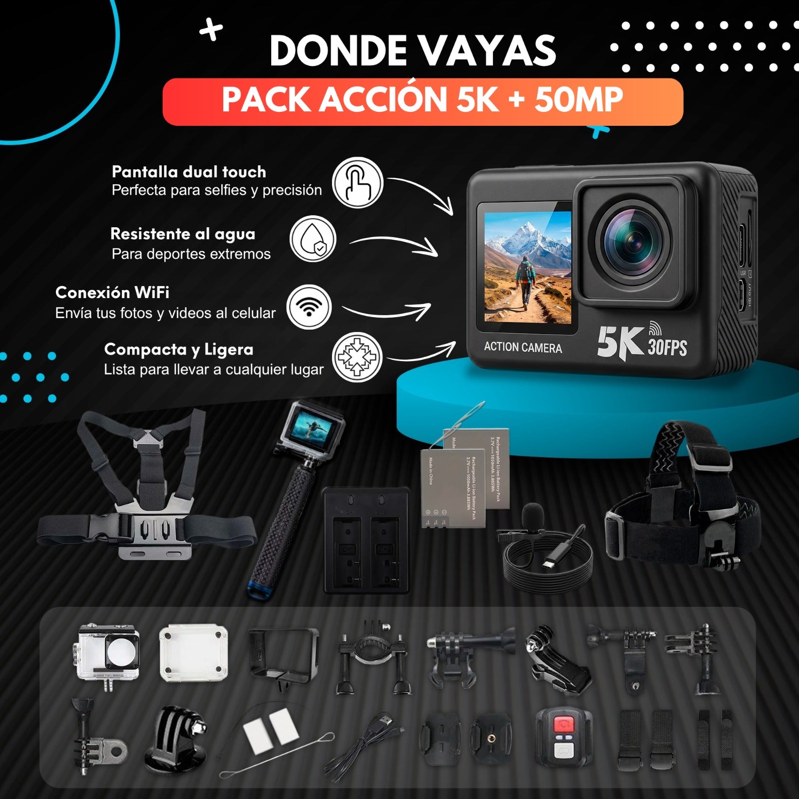 Pack Cámara Deportiva 5K