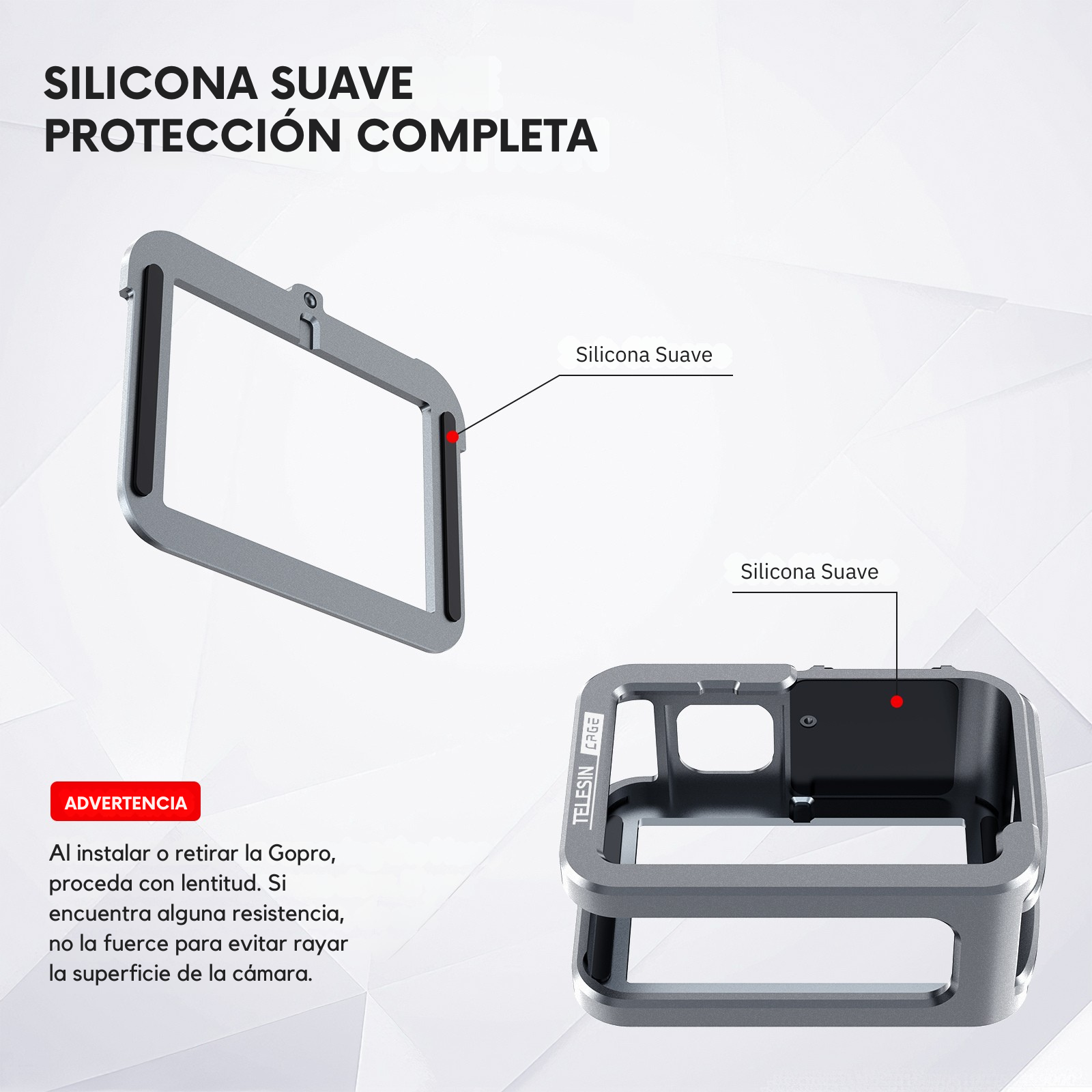Marco Aluminio para Cámara GoPro 9 10 11 12 13 - Telesin