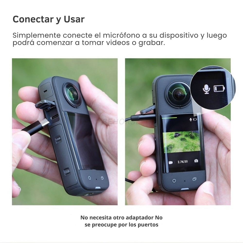 Micrófono Profesional Tipo-C para Cámaras Insta360 X2 X3