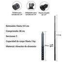 Bastón Selfie Aluminio para Insta360 GoPro y Otras Cámaras