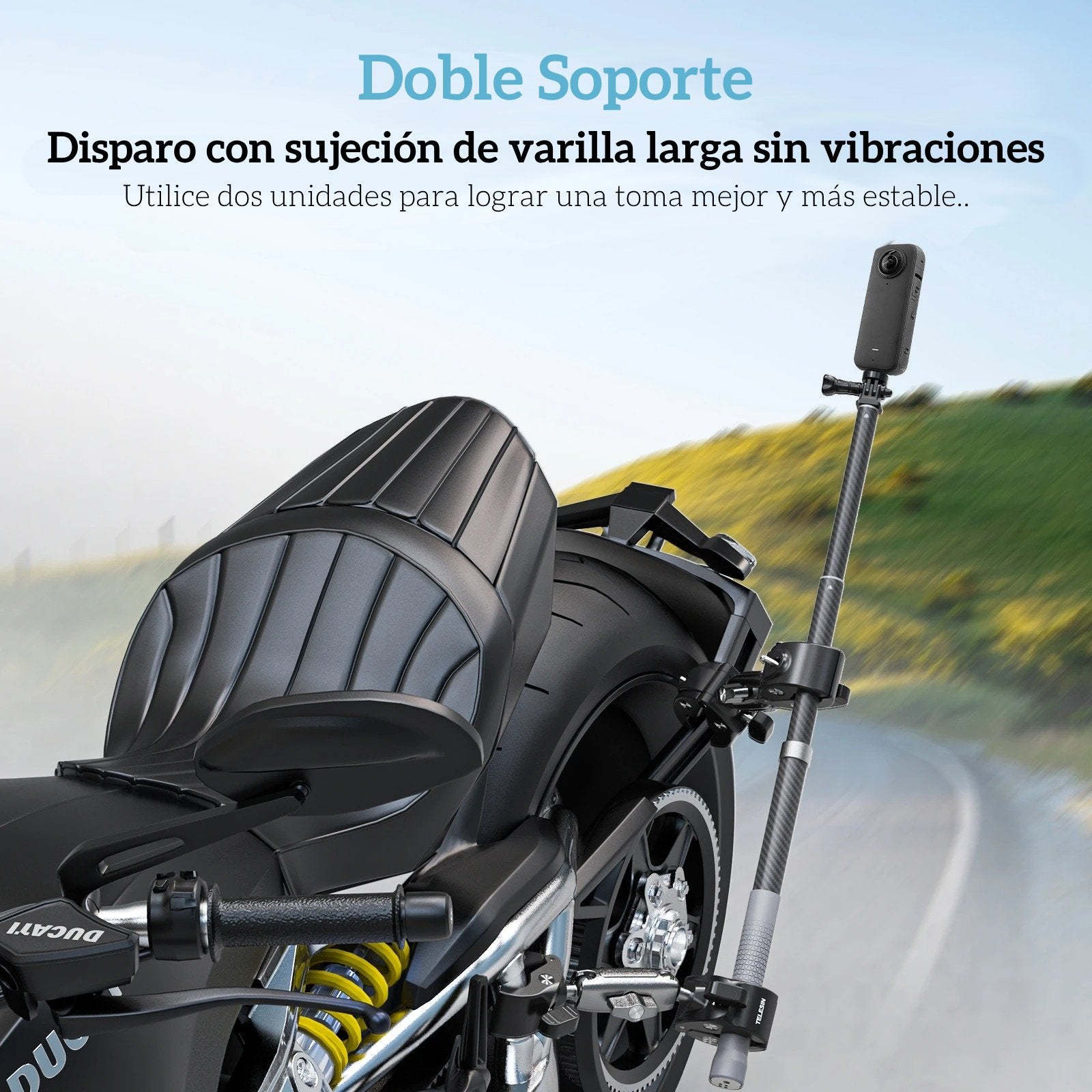 Doble Garra para Moto Bici Tubos con Cámaras GoPro y otras