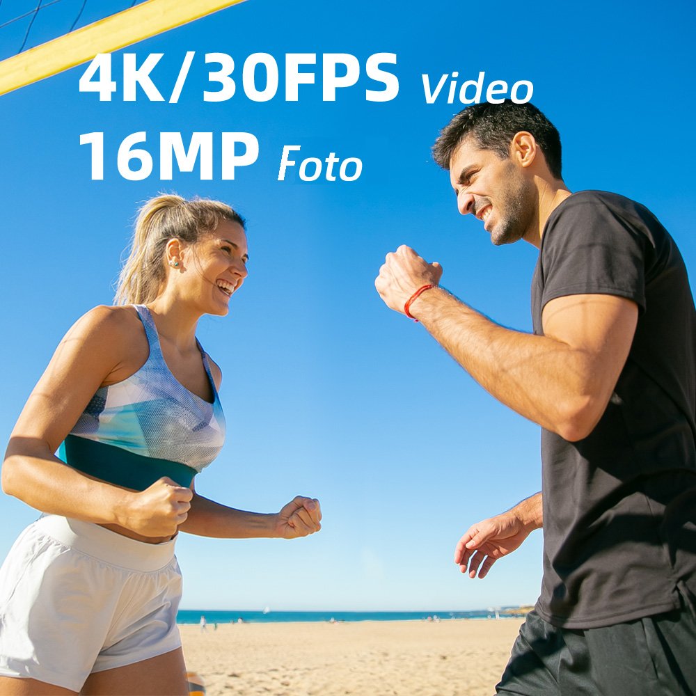 Cámara Acción Ausek 4K 30fps 16MP Deportiva Pantalla Dual