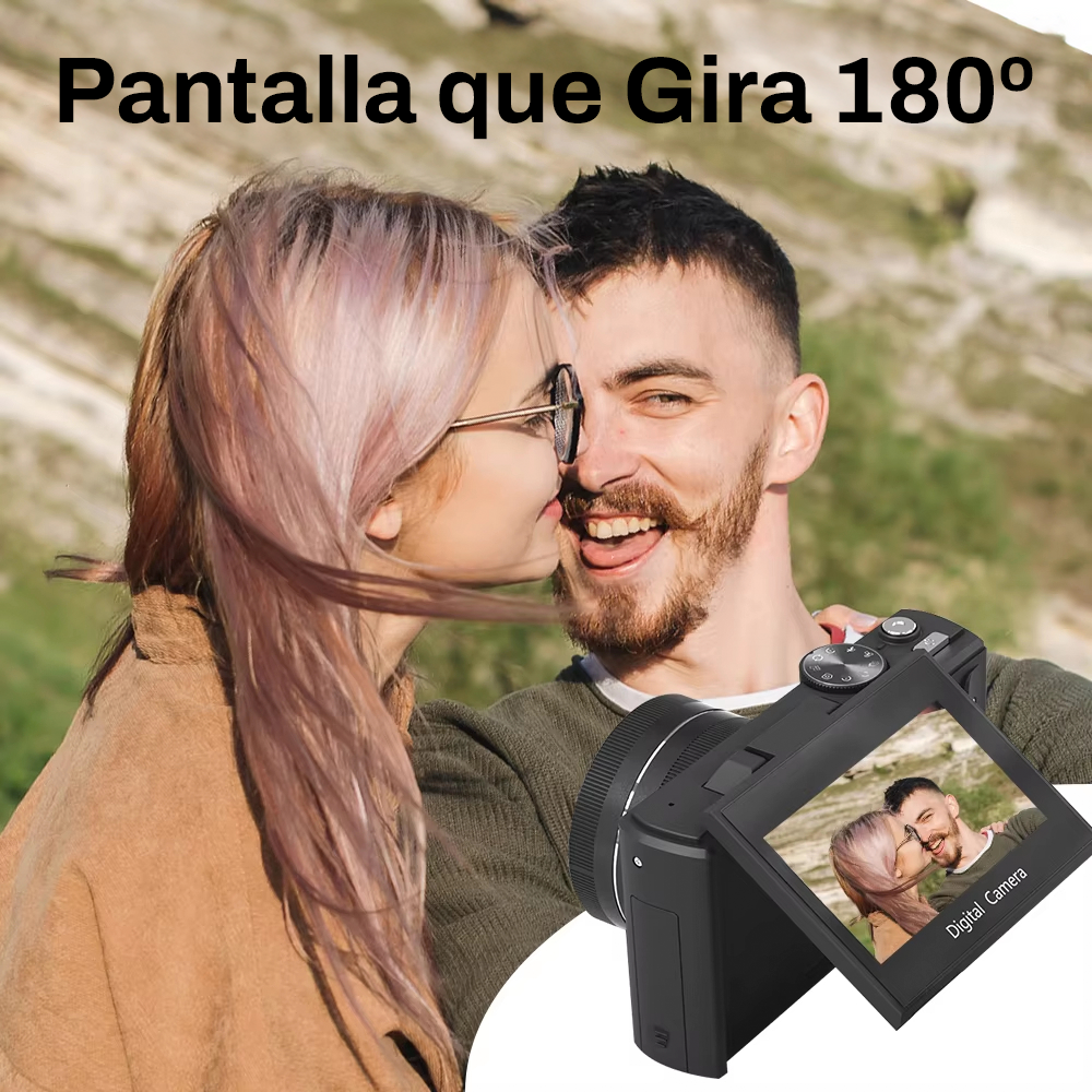 Cámara 5K Digital Fotografíca 75MP con Pantalla Giratoria - Negro