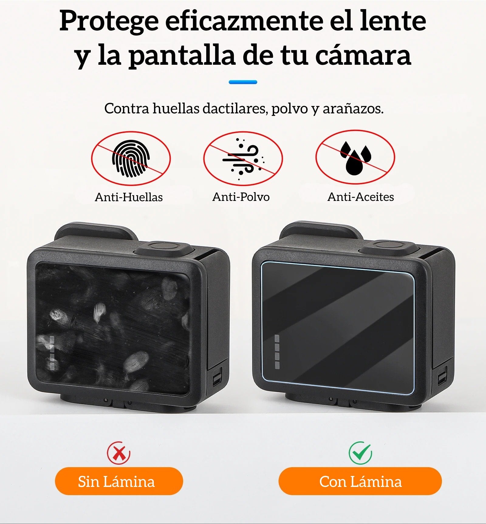 Láminas de Vidrio Templado para GoPro Hero 4K 2024