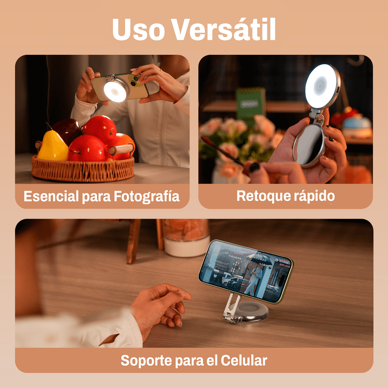 Luz Selfie Magnética TELESIN MagSafe Ajustable LED Pro