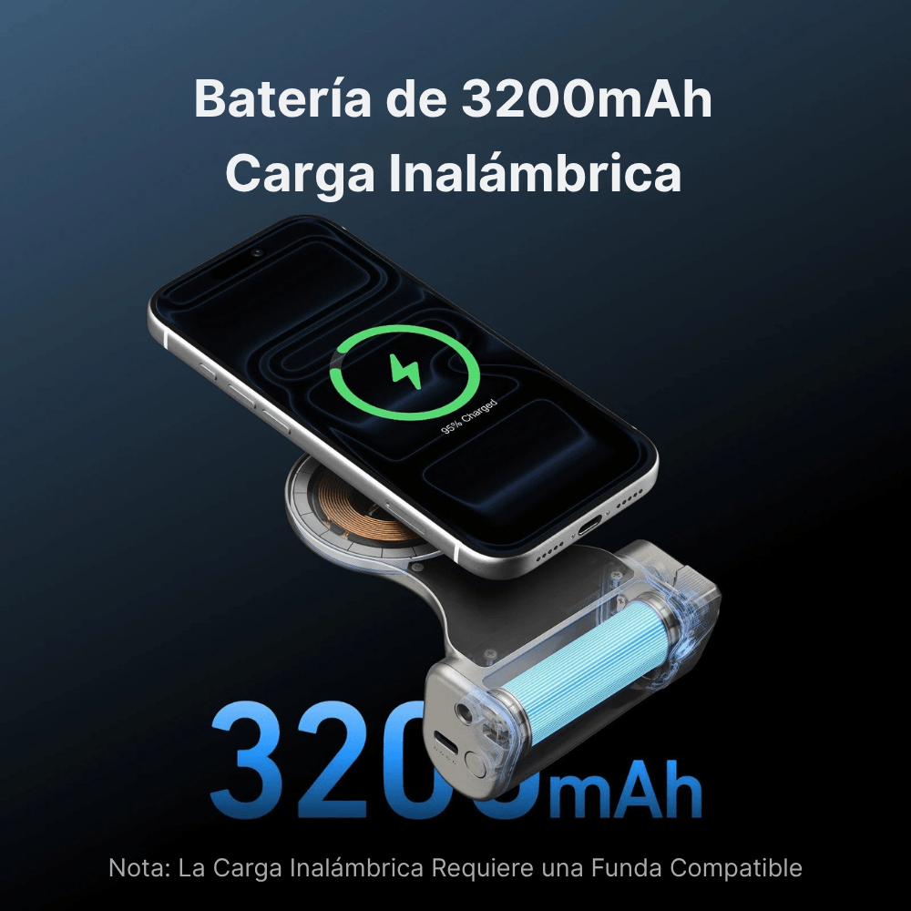 Grip Magnético Carga Inalambrica 3200mAh para iPhone Android