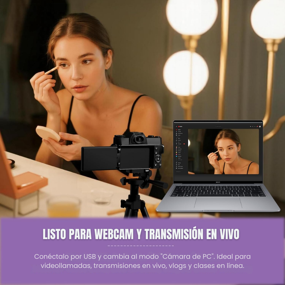 Cámara Digital 6K 64MP Pantalla 180° WiFi