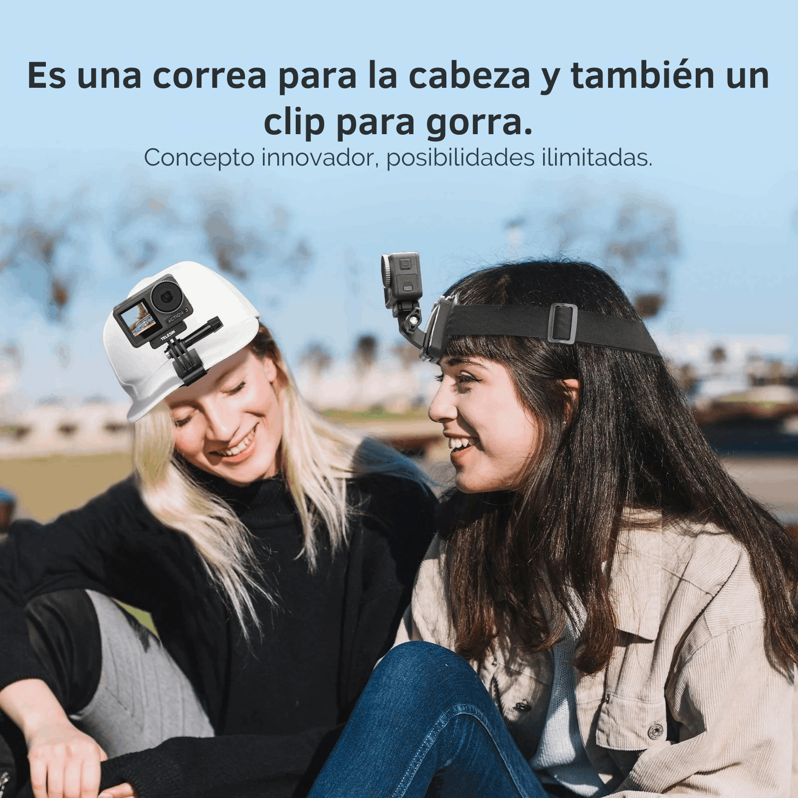 2x1 Arnés Cabeza + Clip Montaje para Cámara Gopro, Insta360