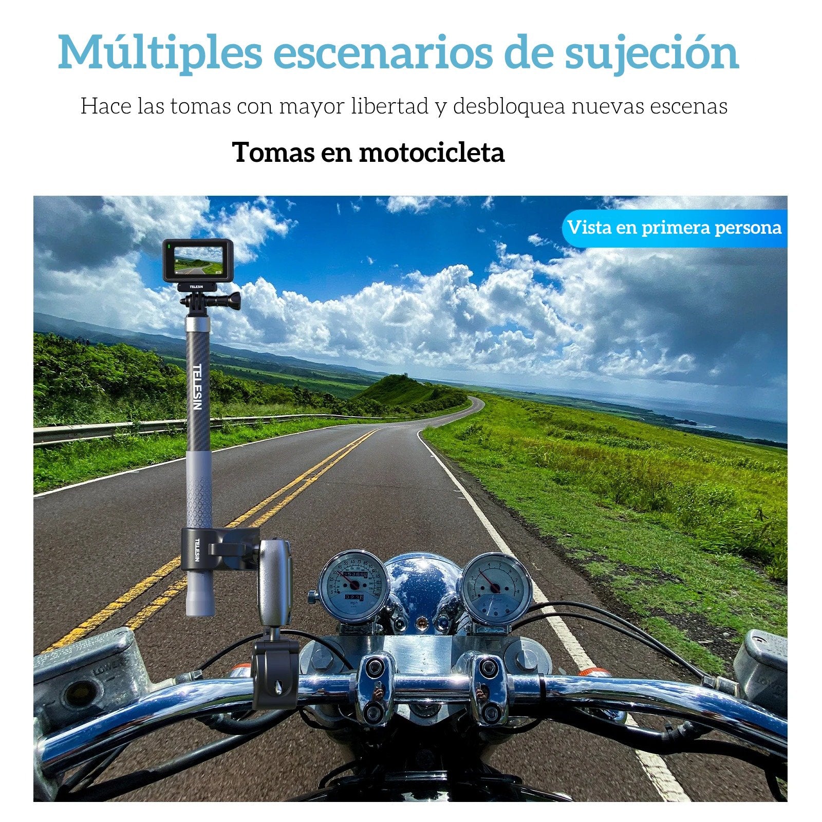 Doble Garra para Moto Bici Tubos con Cámaras GoPro y otras