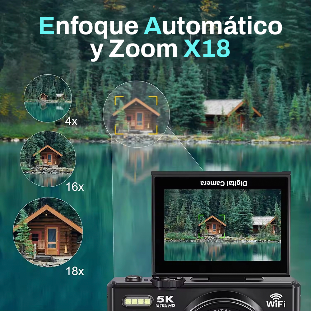 Cámara Digital 5K 75MP INNEDD con Pantalla Giratoria y Wifi